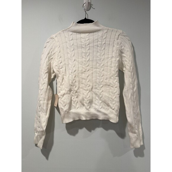 NEW Superdown Sweater Womens Small Cable Knit Criss Cross Cropped Minimal Indie - Picture 2 of 6